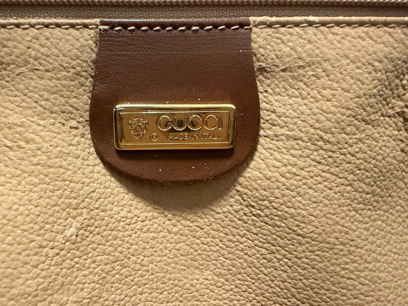 Authentic Vintage Gucci Micro GG Brown/Beige Zip Tote Bag