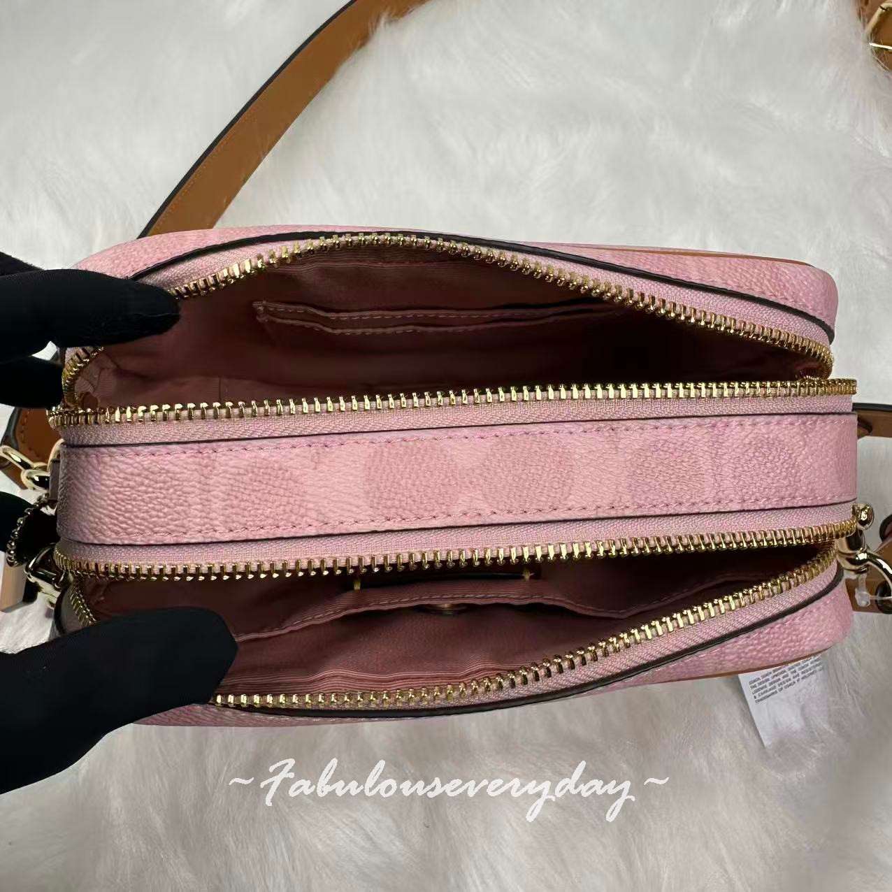 Coach Mini Carey Crossbody Bag In Signature Canvas Charms Powder Pink CEK74 NWT