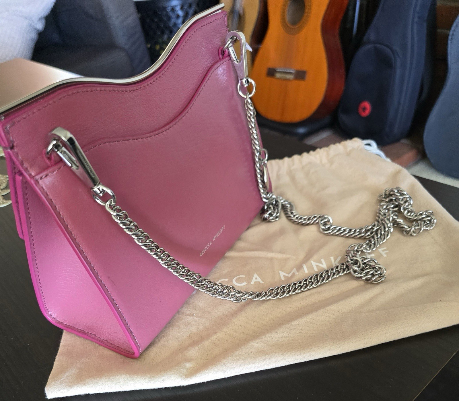NWT Rebecca Minkoff Dani Leather Small Crossbody Bag (pink) Silver – w/ Dust Bag