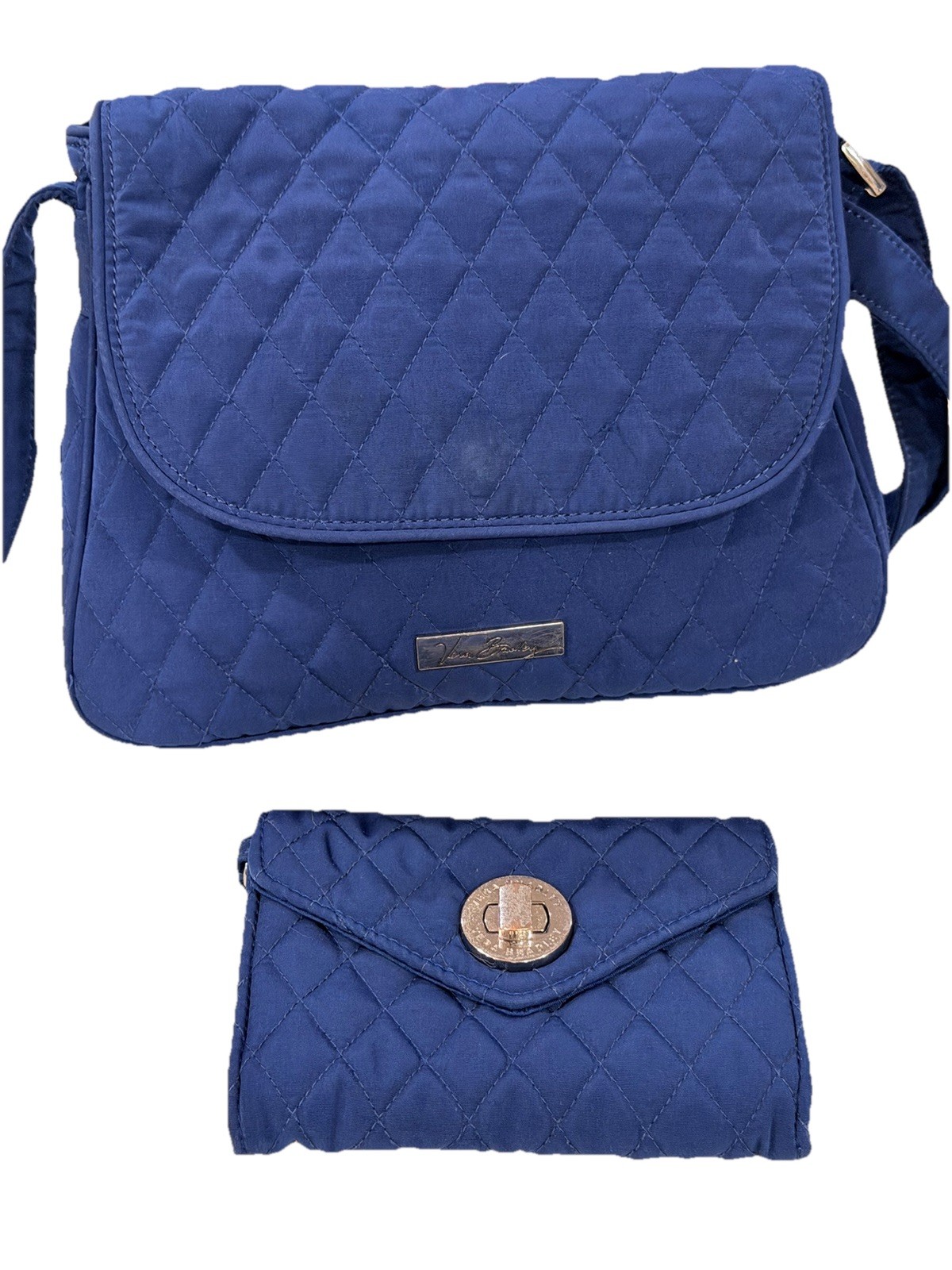 Vera Bradley Navy Blue Quilted Purse With Matching Wallet