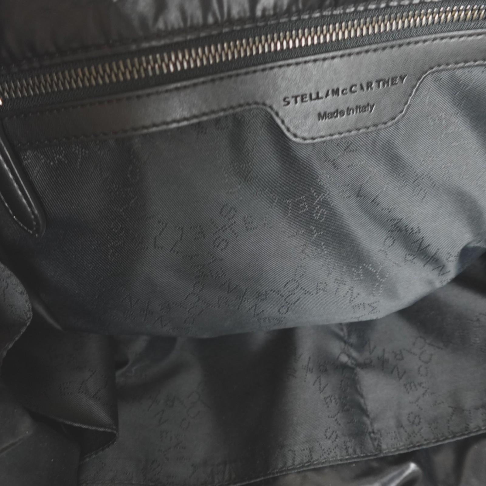 Stella McCartney Falabella Go Tote Bag Black Nylon Velvet All Over Stars Puffy
