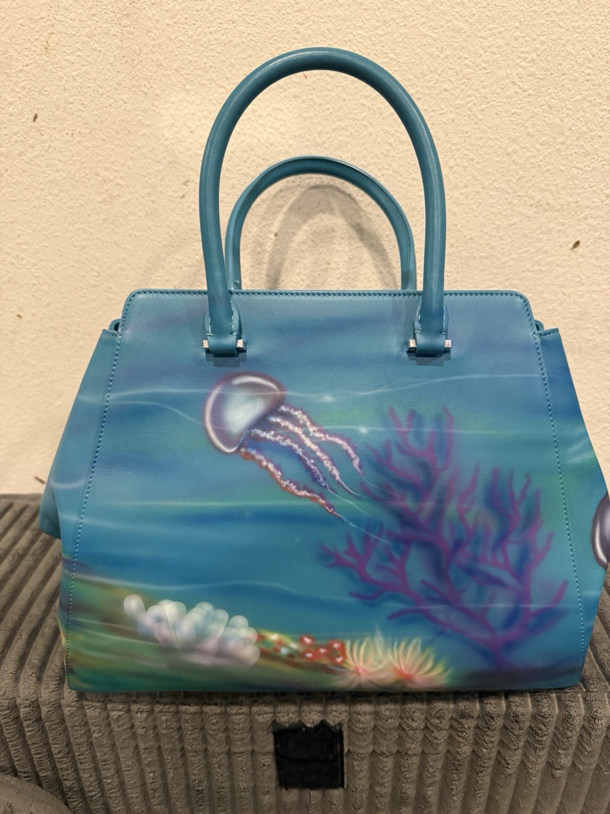 Shiatzy Chen Hand Painted Ocean Jellyfish Neo-oriental Chic Satchel Bag