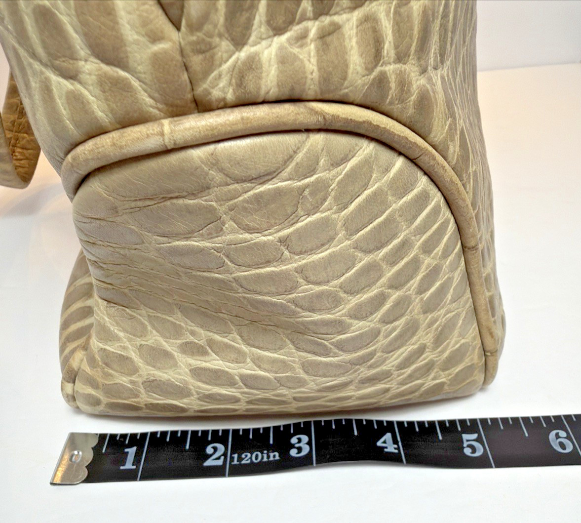 Dooney & Bourke Taupe Gray Beige Crocodile Embossed Nile Small Lexington Tote