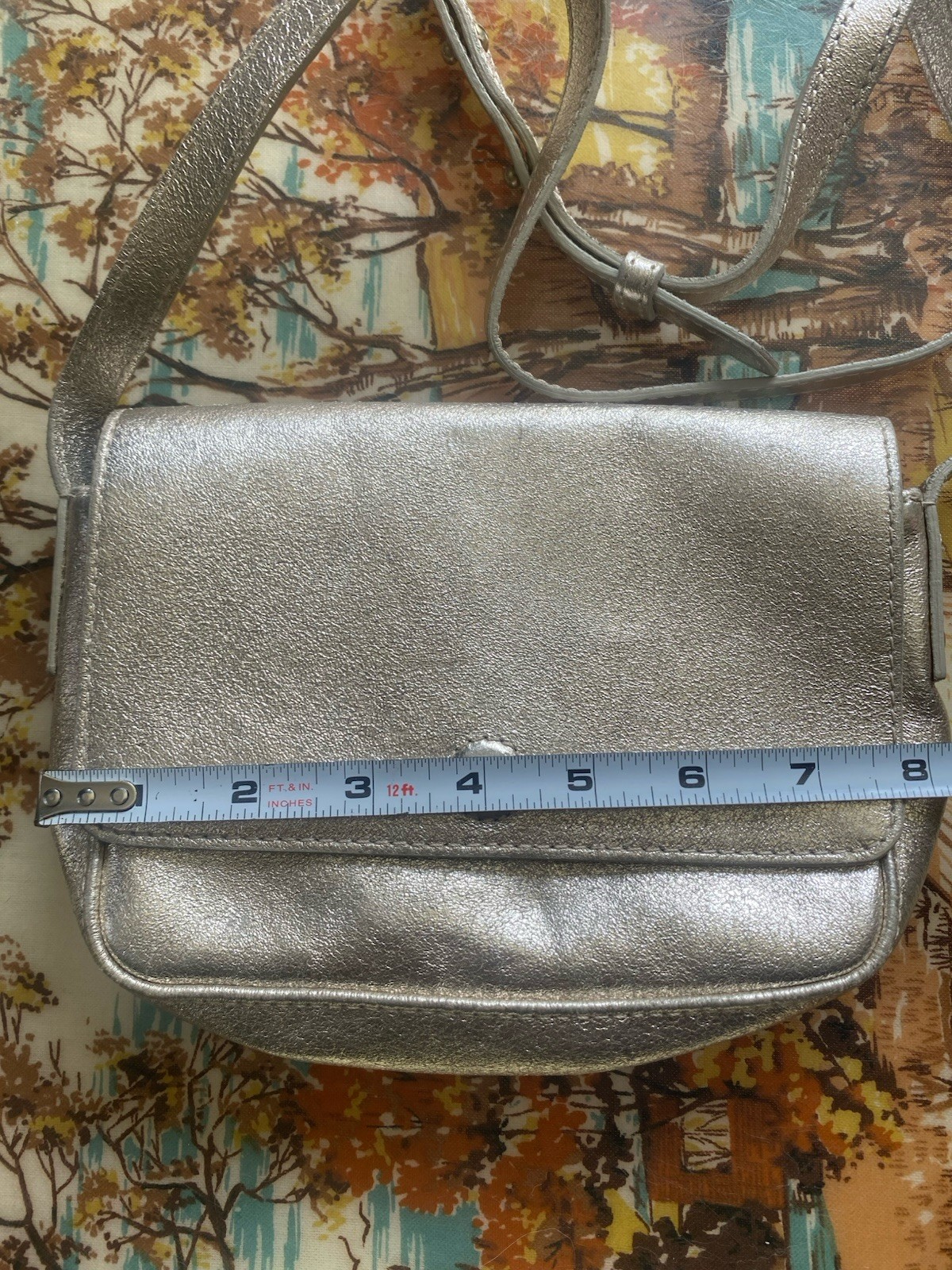 American Eagle Leather Purse Small Adjustable Strap Italy Brushed Gold