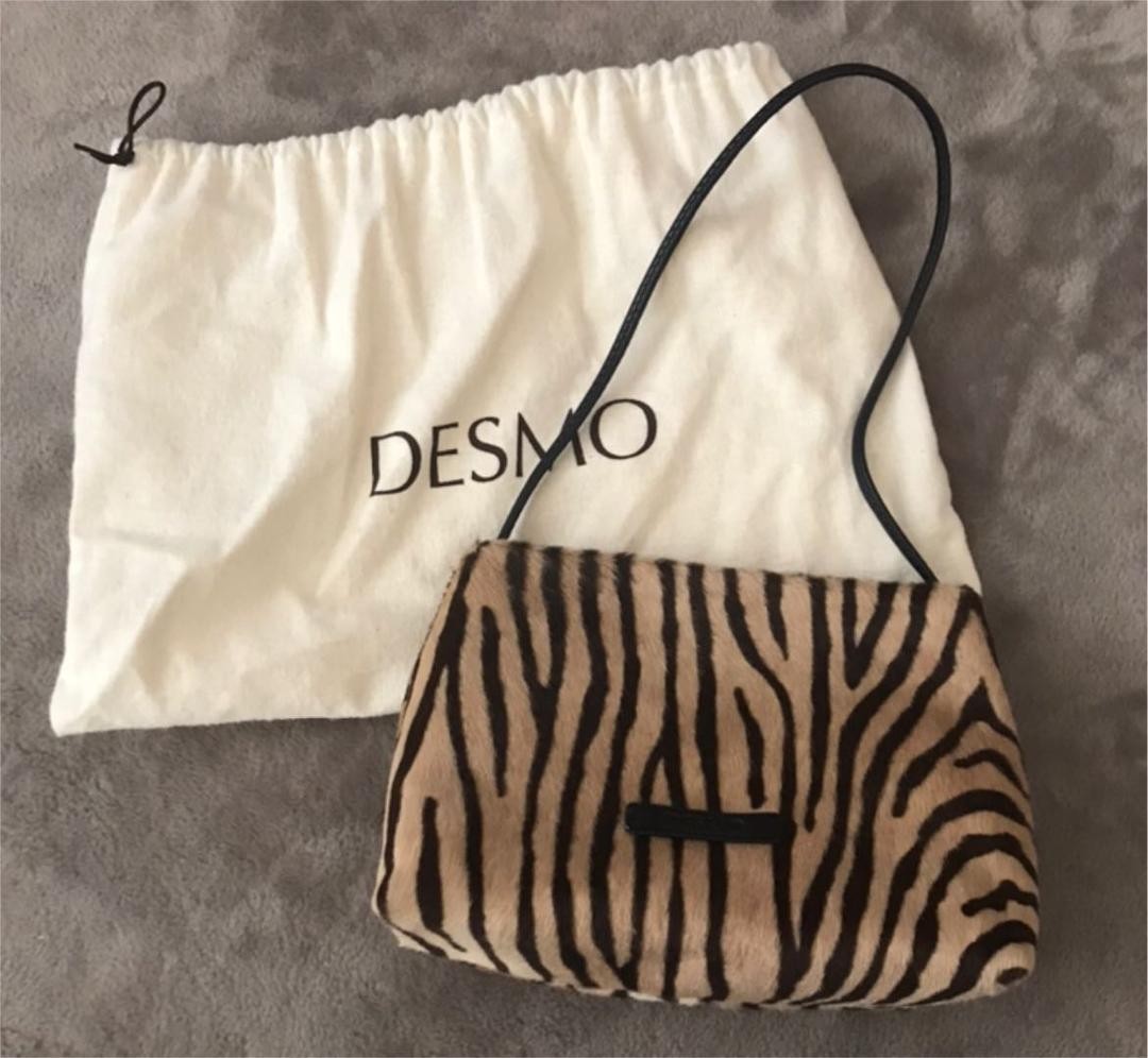 Desmo Shoulder Tote Bag Purse Calf Hair Leather in Brown USED Good Condition JPN