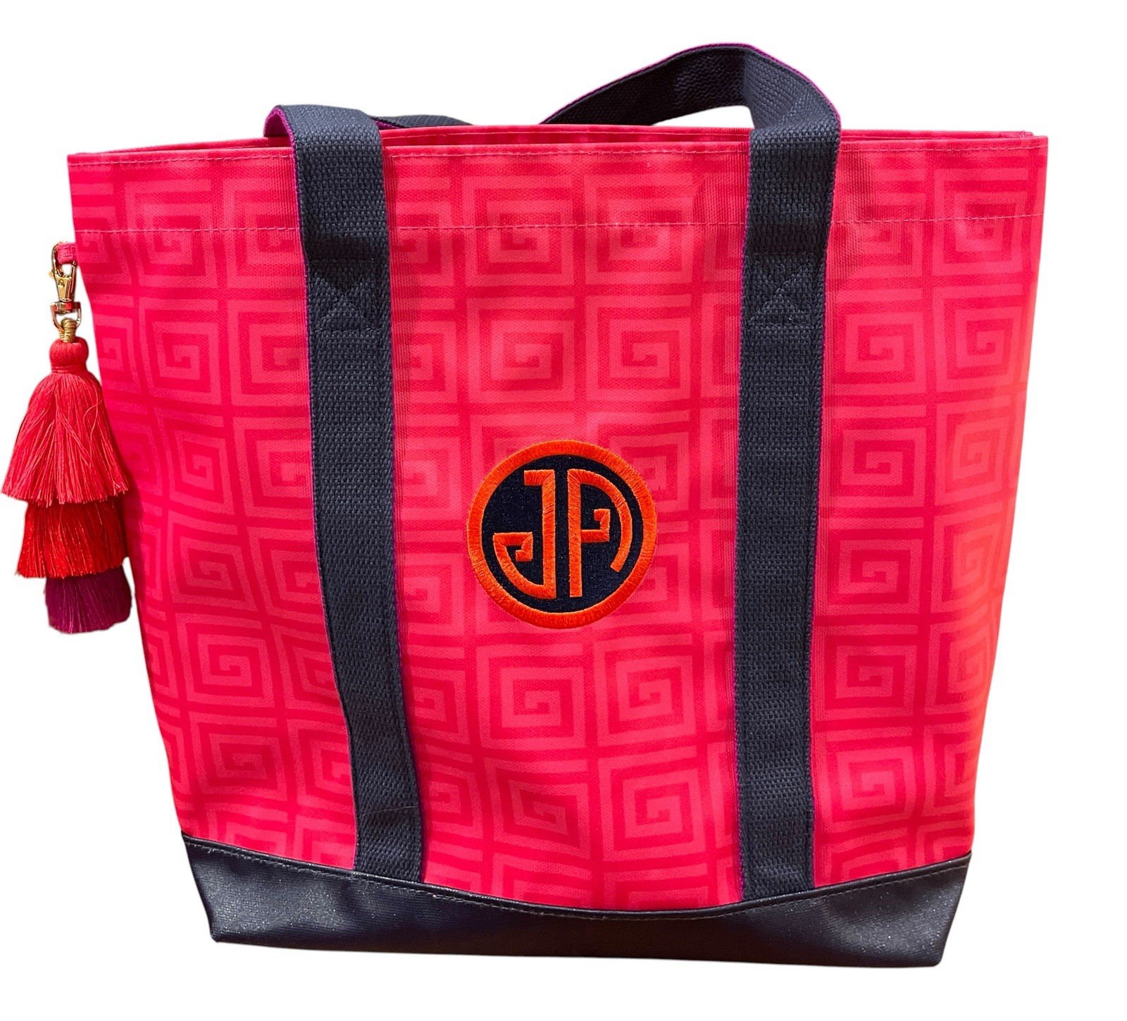 Jonathan Adler Michaels Tote Bag Pink Coated Limited Edition Tassel 17×13