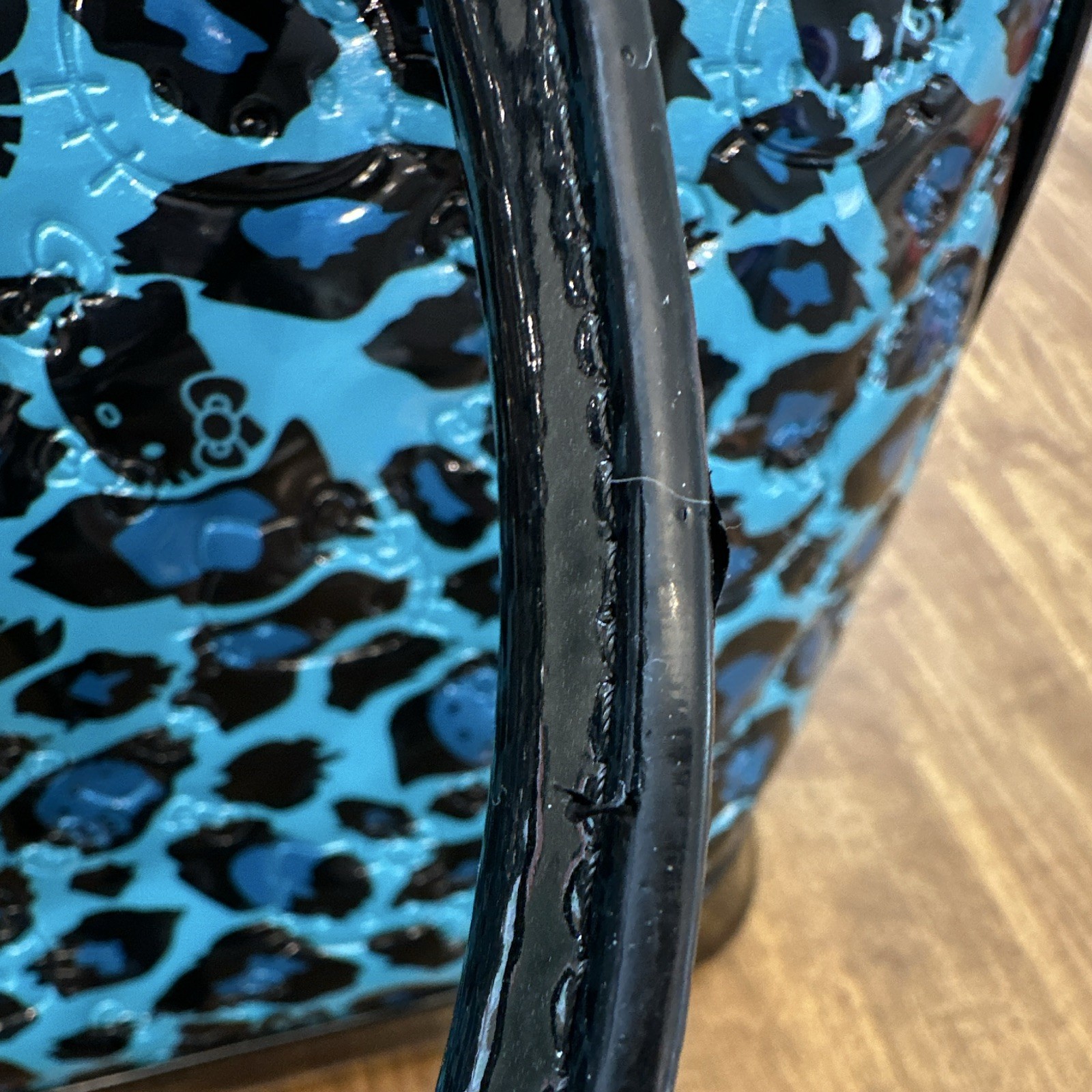 Loungefly x Hello Kitty Turquoise Leopard Patent Embossed Dome Bowler Bag Purse