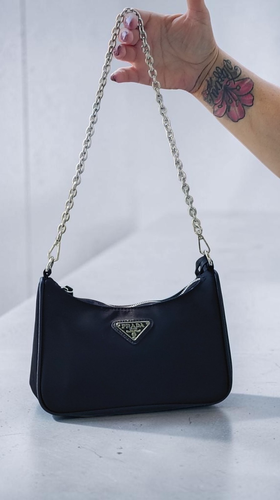 Prada Re-Edition 2005 Re-Nylon And Saffiano Mini Bag In Nero With Cert. Of Auth.