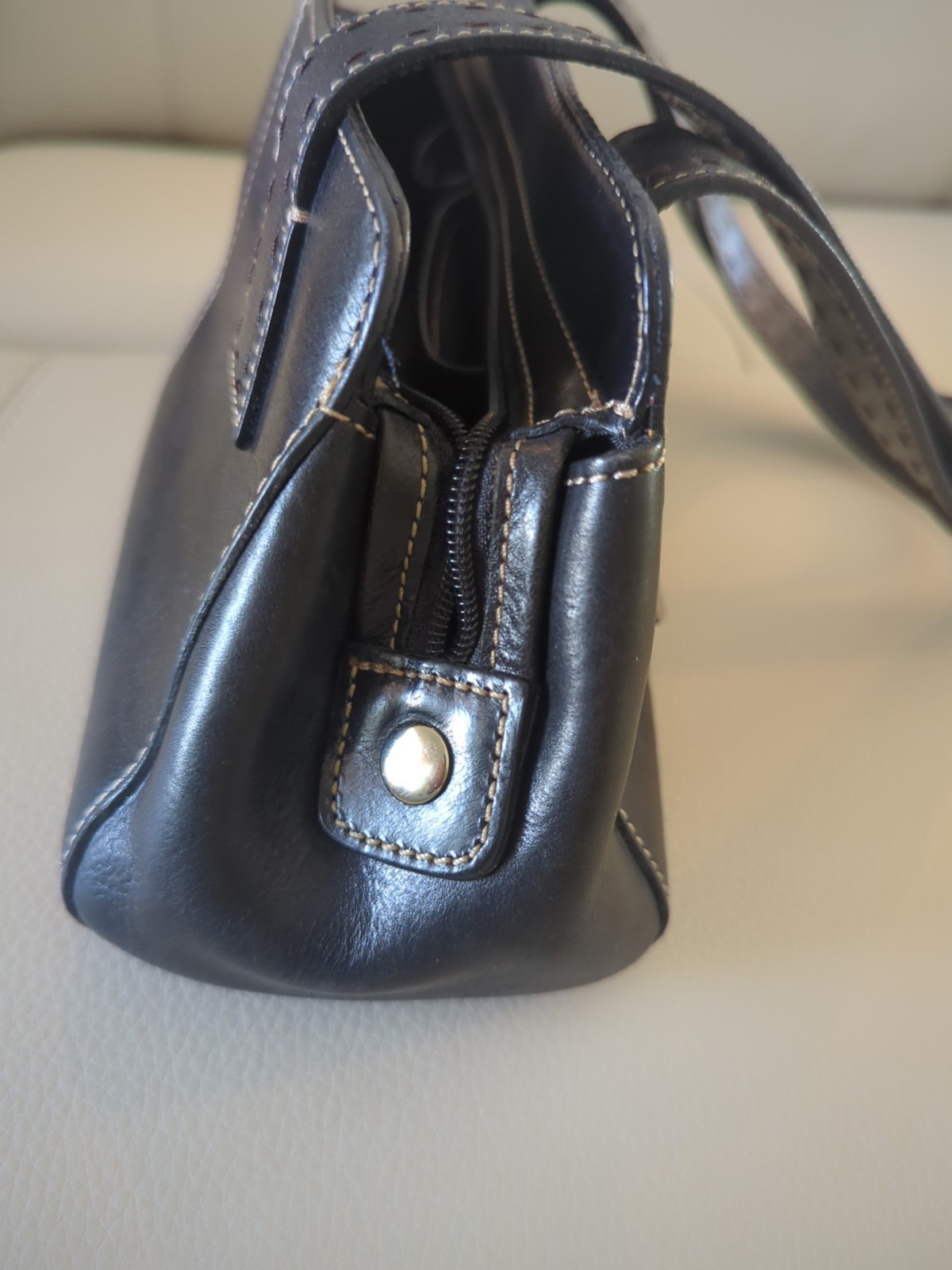 Fossil Black Leather “1954” Style Baguette Purse 12in longx 5in Tallx 4in Wide