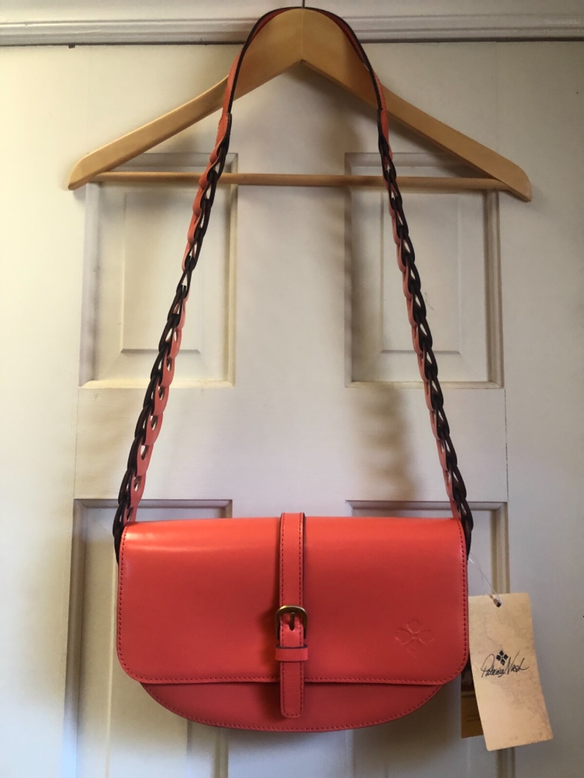 Patricia Nash Purse, Leather Orange Crossover, French Riviera, Lydie, $199, NWT