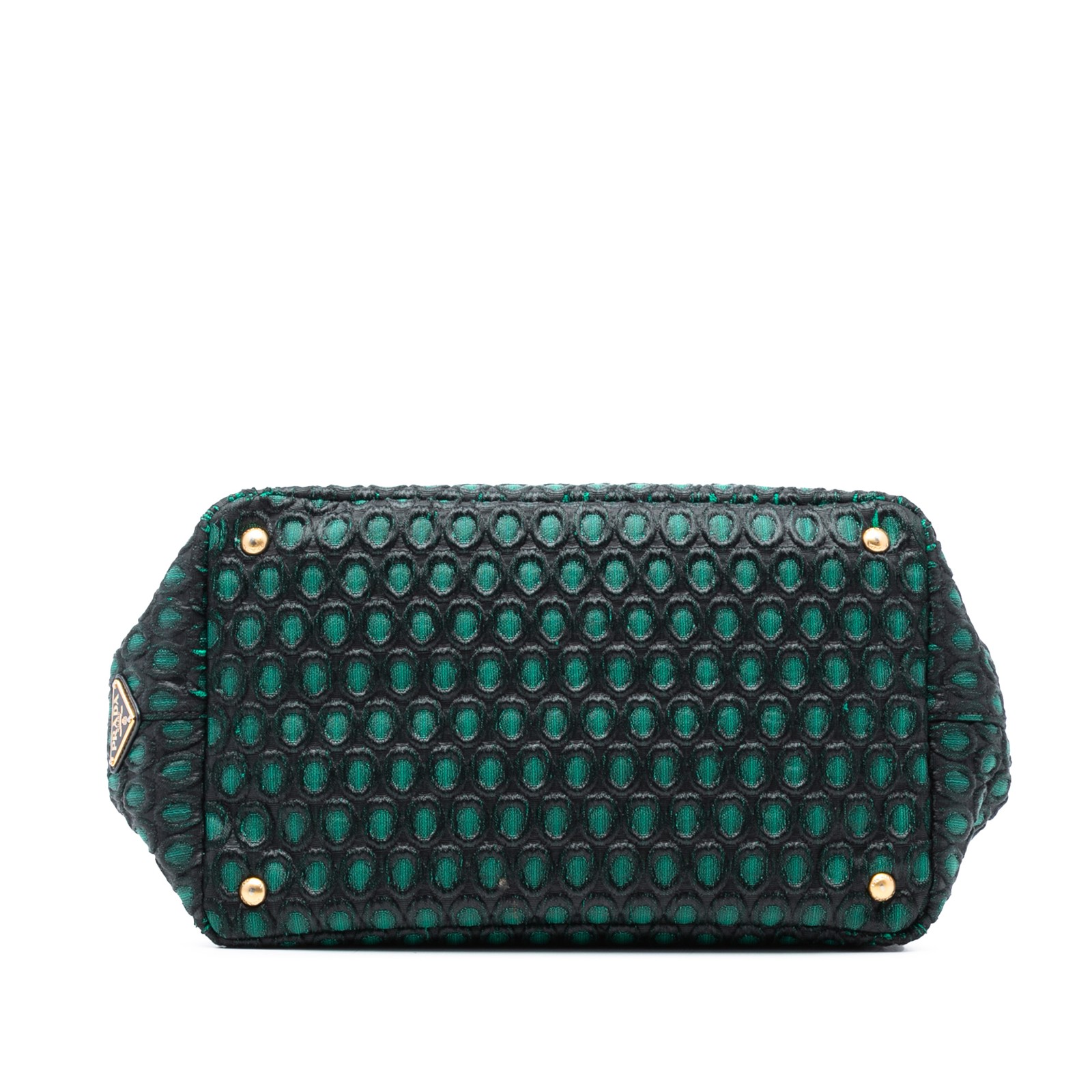 Prada Tessuto Broccato Canapa Tote Pre-Loved Dark Green