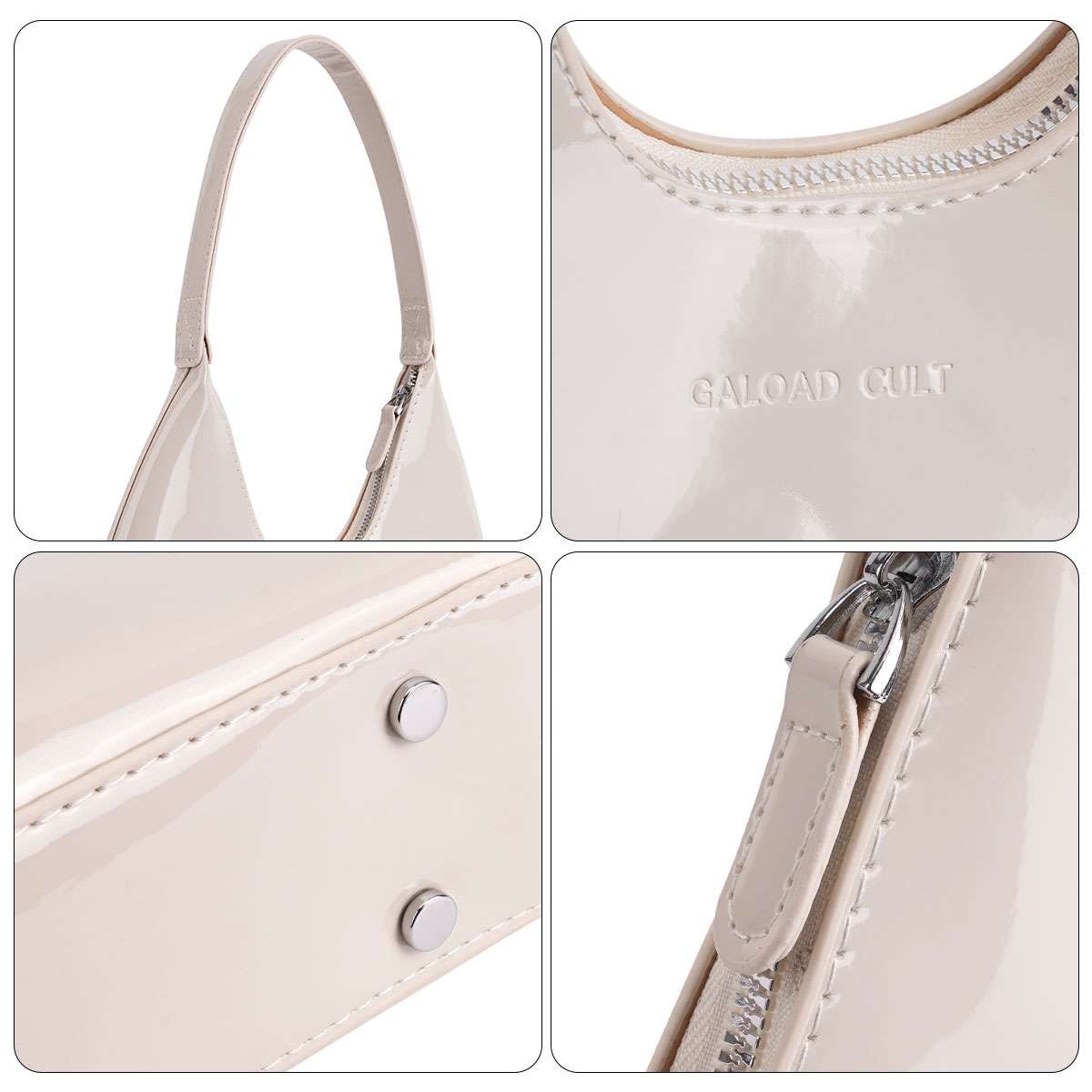 Women Shoulder Bag PU Leather Solid Handbag Patent Underarm Tote Purse Fashion