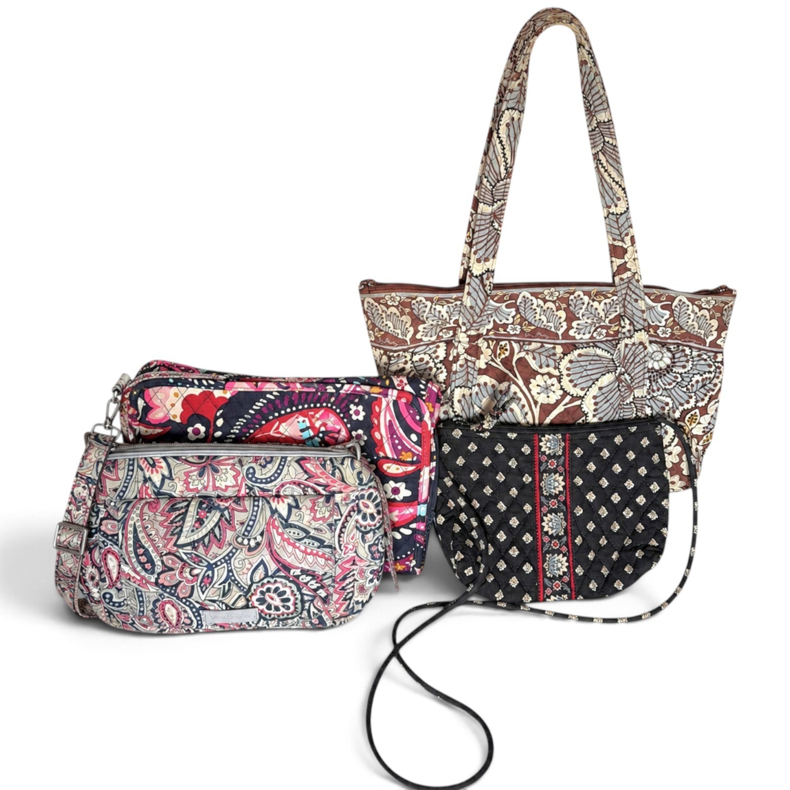 Vera Bradley Lot of 4 Preowned Quilted Floral Paisley Bags Tote Crossbody Travel