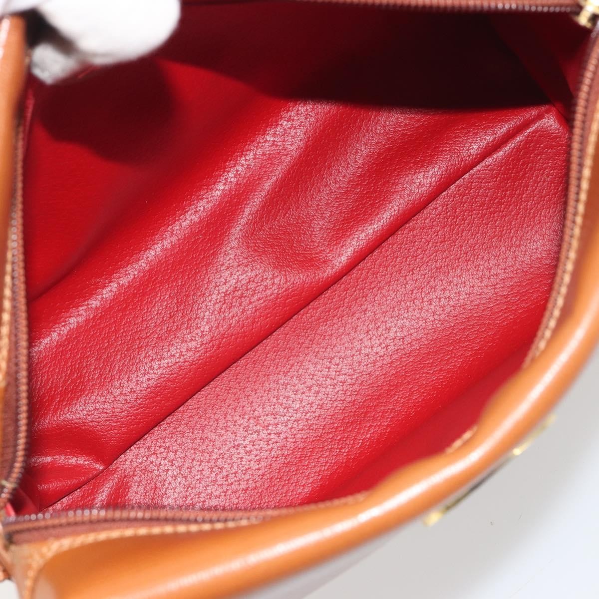 CELINE Circle Shoulder Bag Leather Brown Gold Auth 196309
