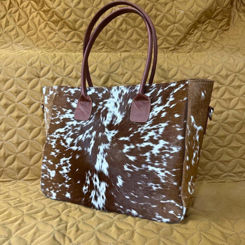 Hair On Cowhide Tote Bag Genuine Leather Shoulder Handbag Western Shopper Purse