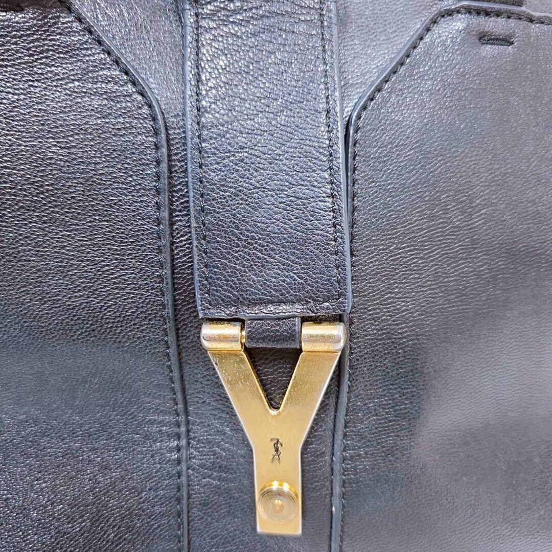 YVES SAINT LAURENT Cabas Chic Handbag Black Vintage Authentic From Japan