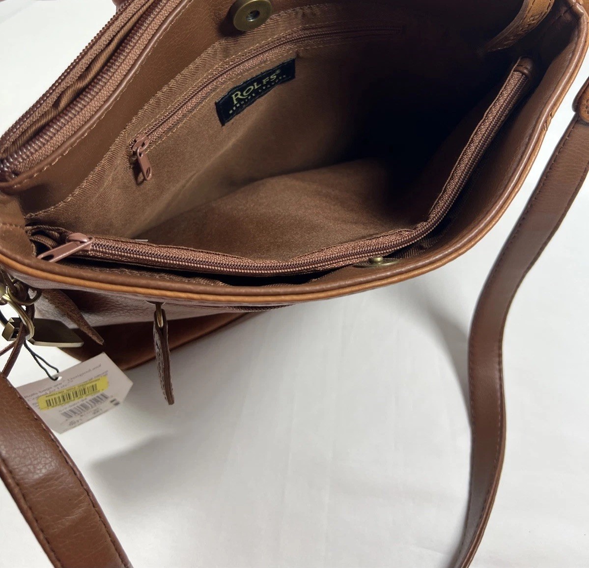 Rolfs Genuine Leather Tan Shoulder Bag Purse Handbag Brand New w/ Tags $69