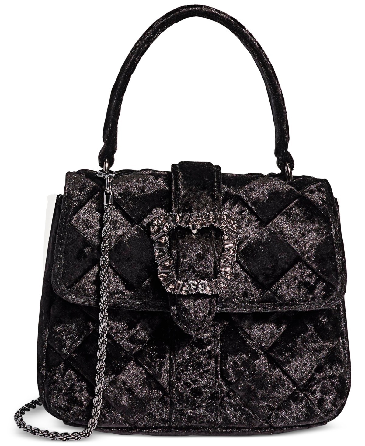 Sam Edelman Brit Small Velvet Top Handle Bag Black HBSE-424-0141-26