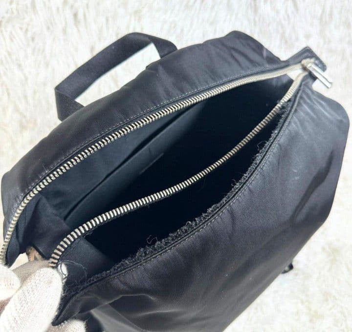 Fendi Zucca Nylon Backpack Black Leather Large 30x45cm Shoulder Bag