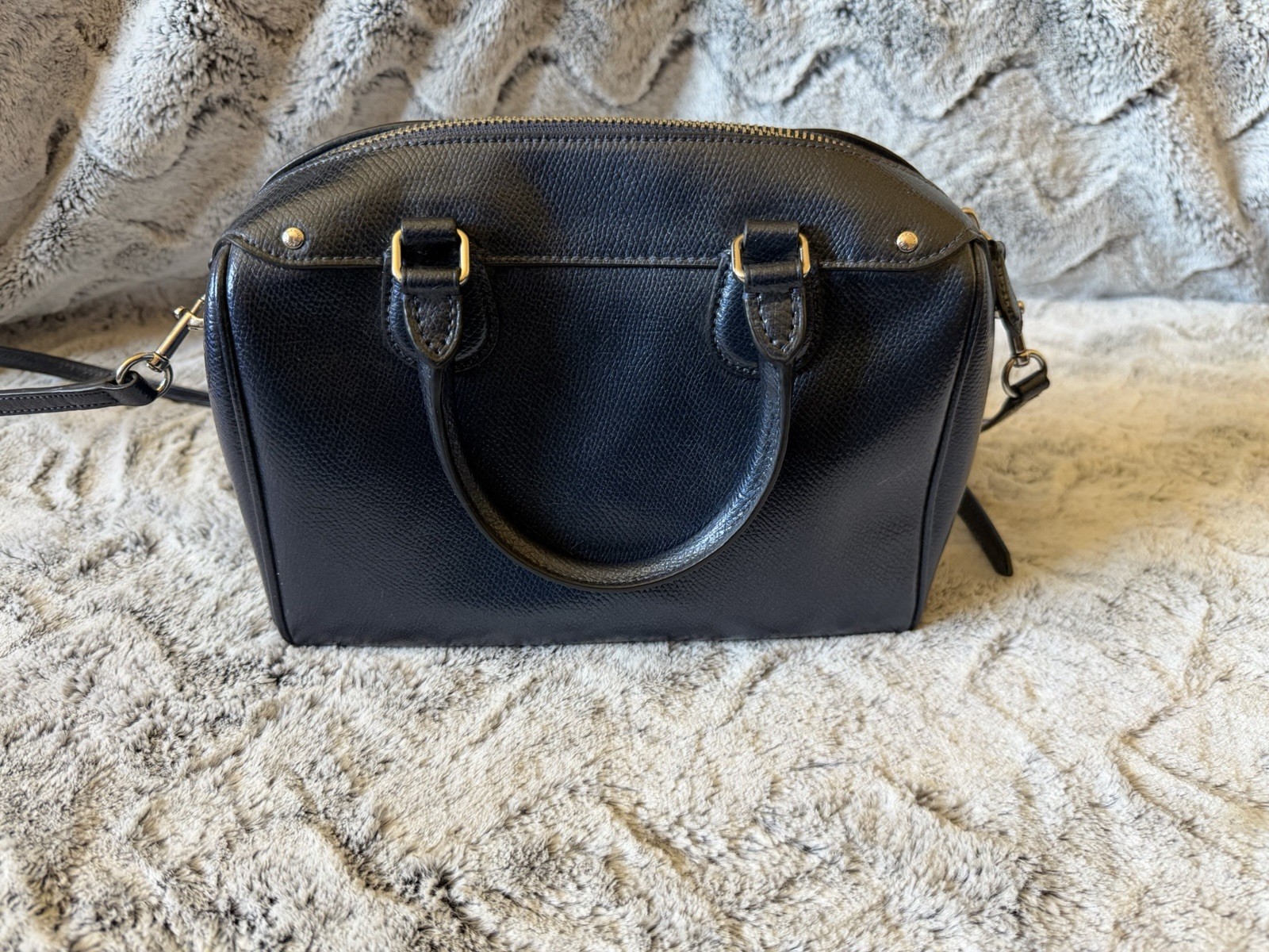 Coach Bennett Mini Satchel Metallic Navy Crossbody Shoulder Bag