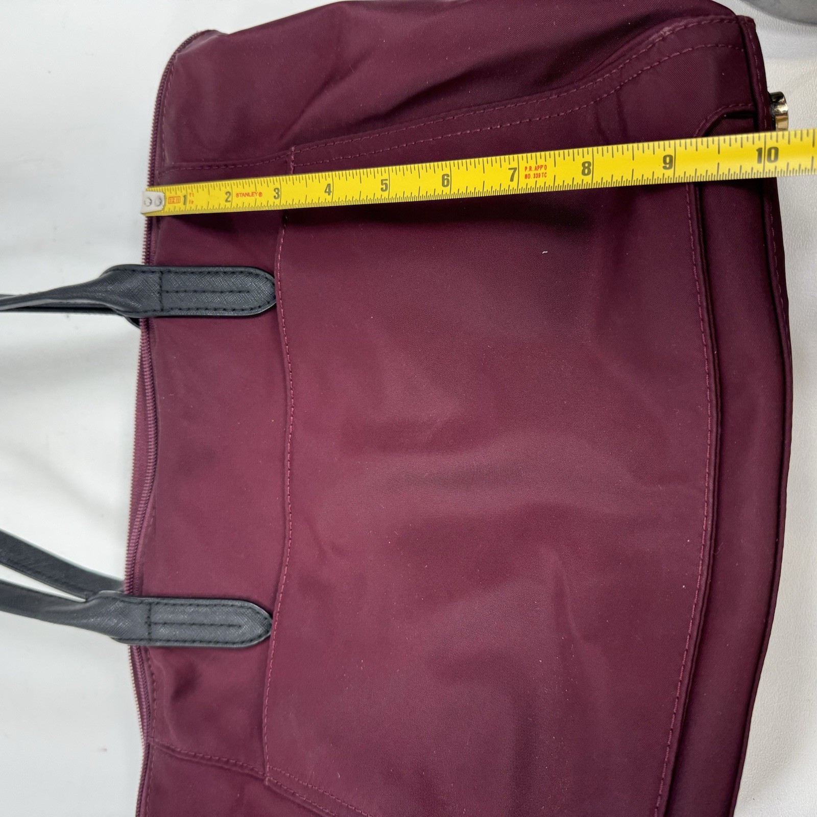 Michael Kors Maroon Nylon Kelsey Tote Bag Gold Hardware Zip Top Shoulder Bag
