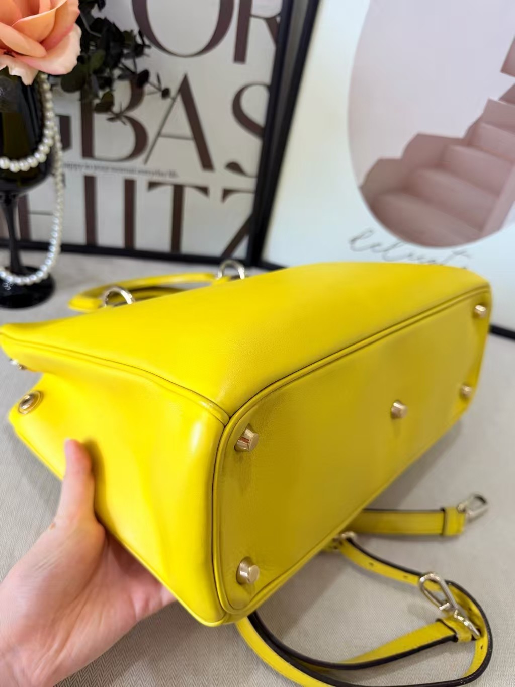Dior Lemon Yellow VIP Handbag, Hand & Shoulder Bag