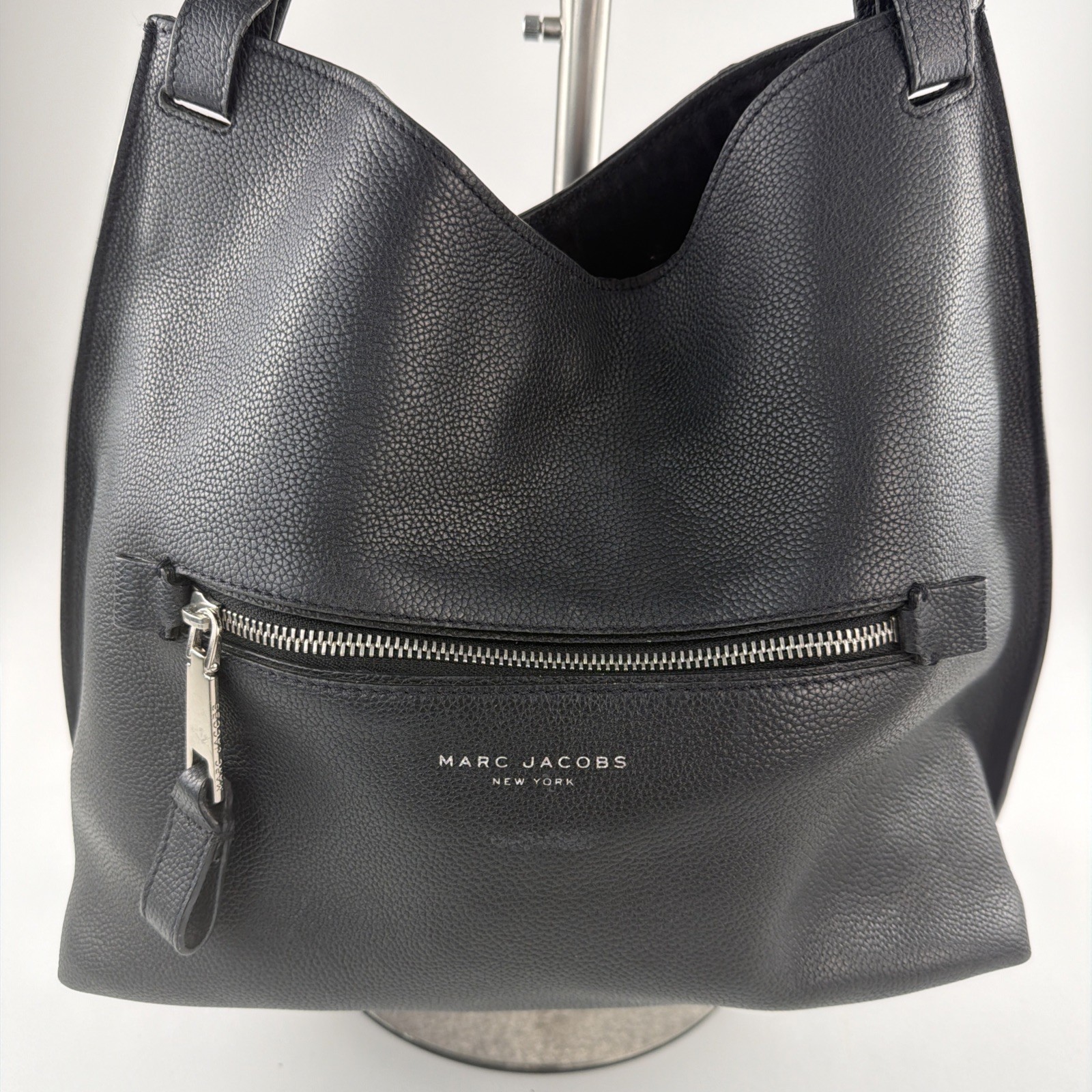 Marc Jacobs Tote Hobo Bag 100% Leather Suede Black Grained Large Shoulder Purse