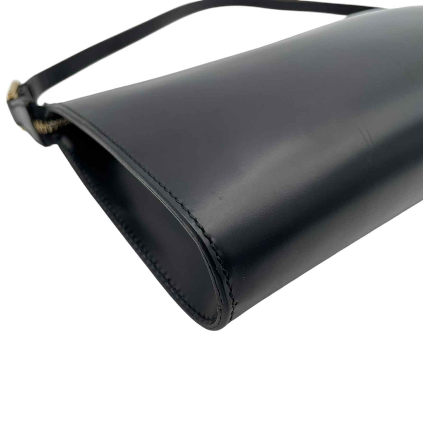 Authentic Salvatore Ferragamo Gancini Leather Accessory Pouch Black Gold