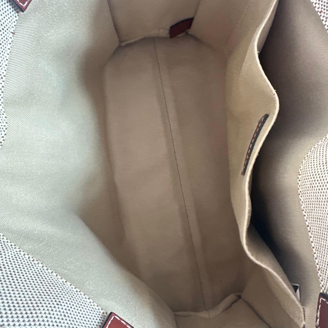 Auth Chloe Woody Linen Canvas Leather Beige Medium Tote Bag Shipping From Japan