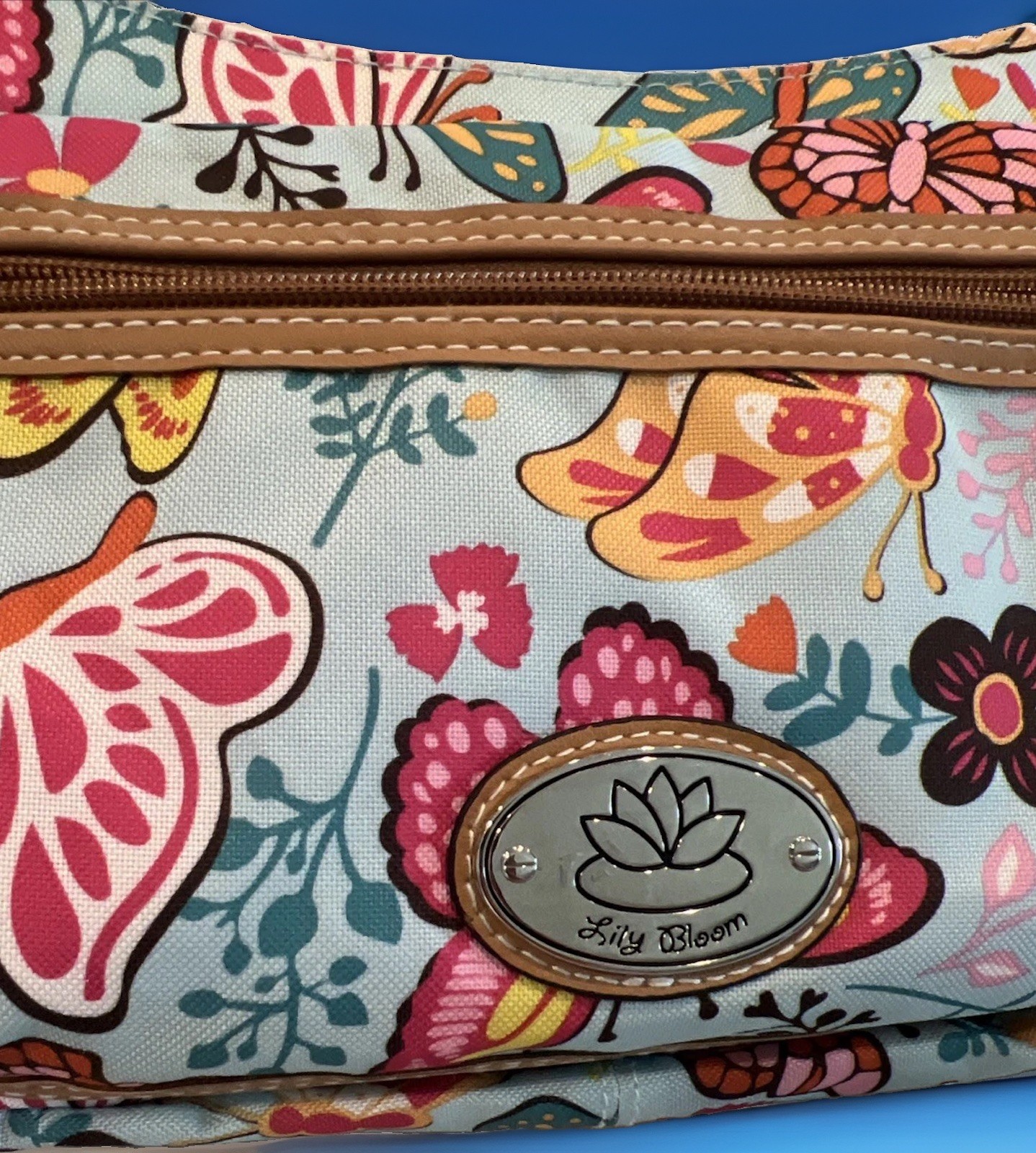 Lily Bloom Mid Hobo Crossbody Woodland Butterfly Print Adjustable Strap NWT