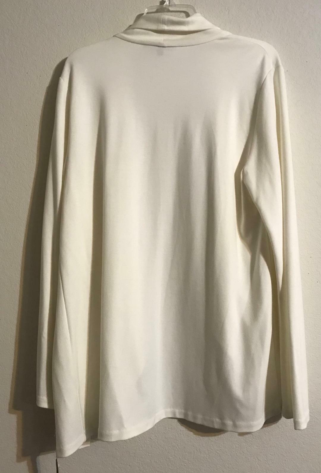 NWT $89 PRESTON & YORK LONG SLEEVE OPEN FRONT SHAWL COLLAR IVORY CARDIGAN- LG