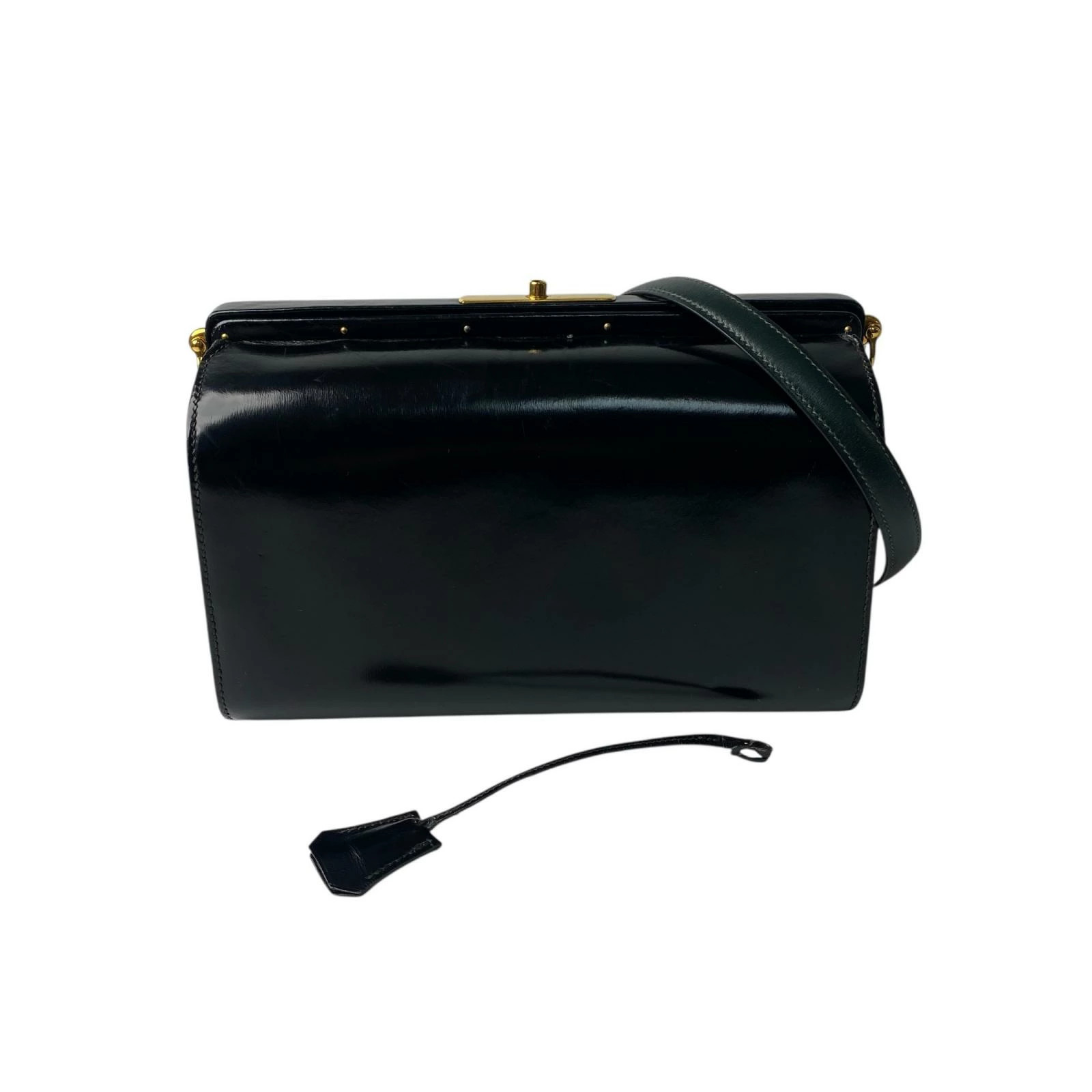 Hermes Box Calf Shoulder Bag Leather Black Engraving Unkn r30_0312