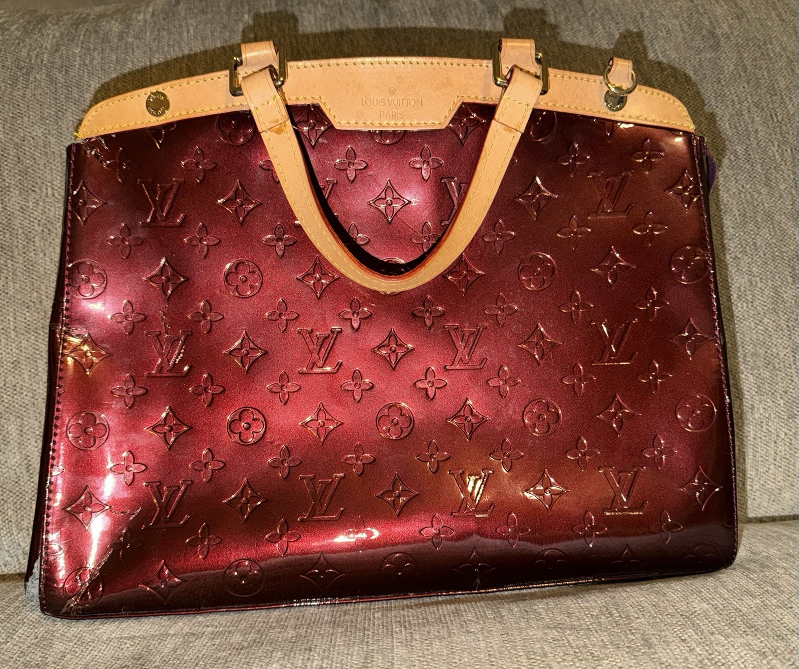 Louis Vuitton Brea MM Amarante Leather Monogram Vernis Bag