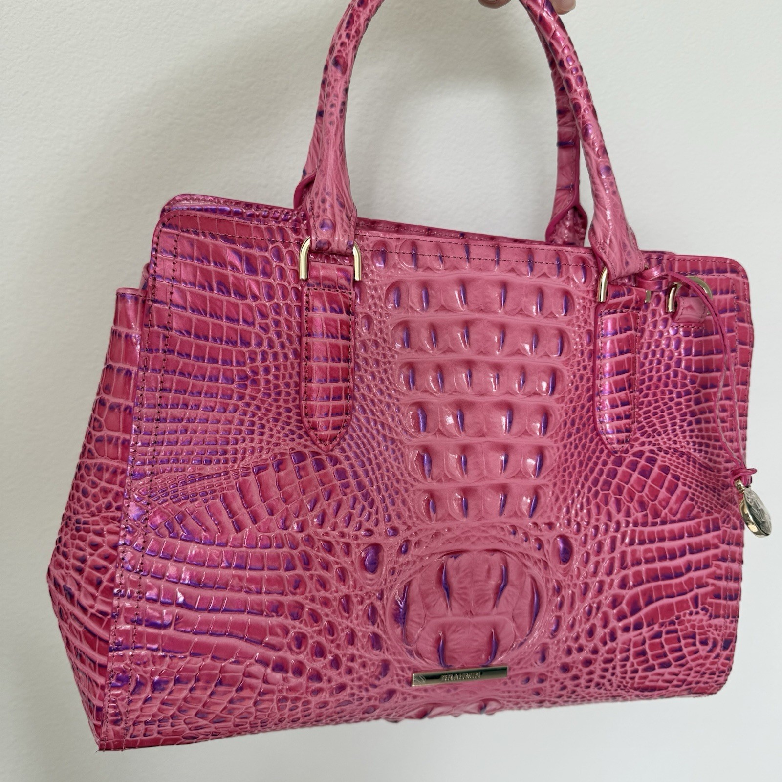 Brahmin Small Finley Phlox Pink with Purple Highlights Melbourne Leather