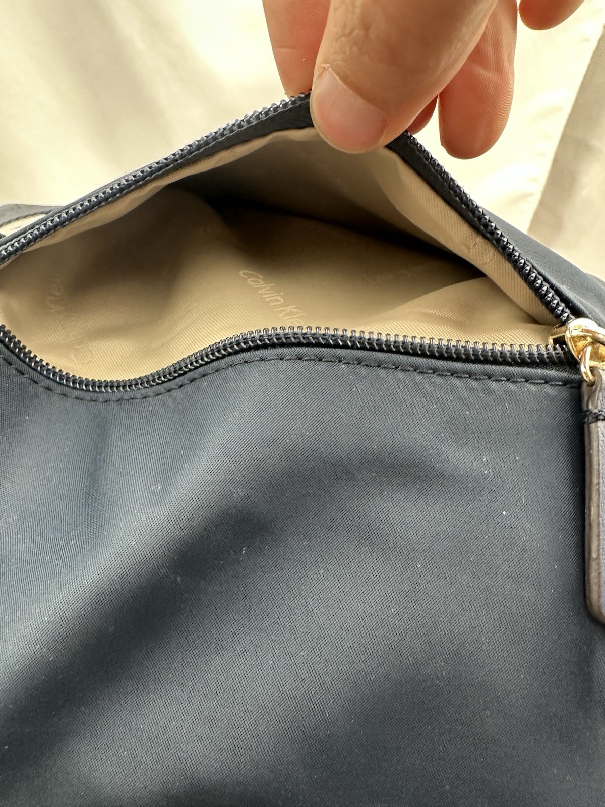 Calvin Klein, dressy nylon backpack Blue Paula As Shown Flaws Present Cinch