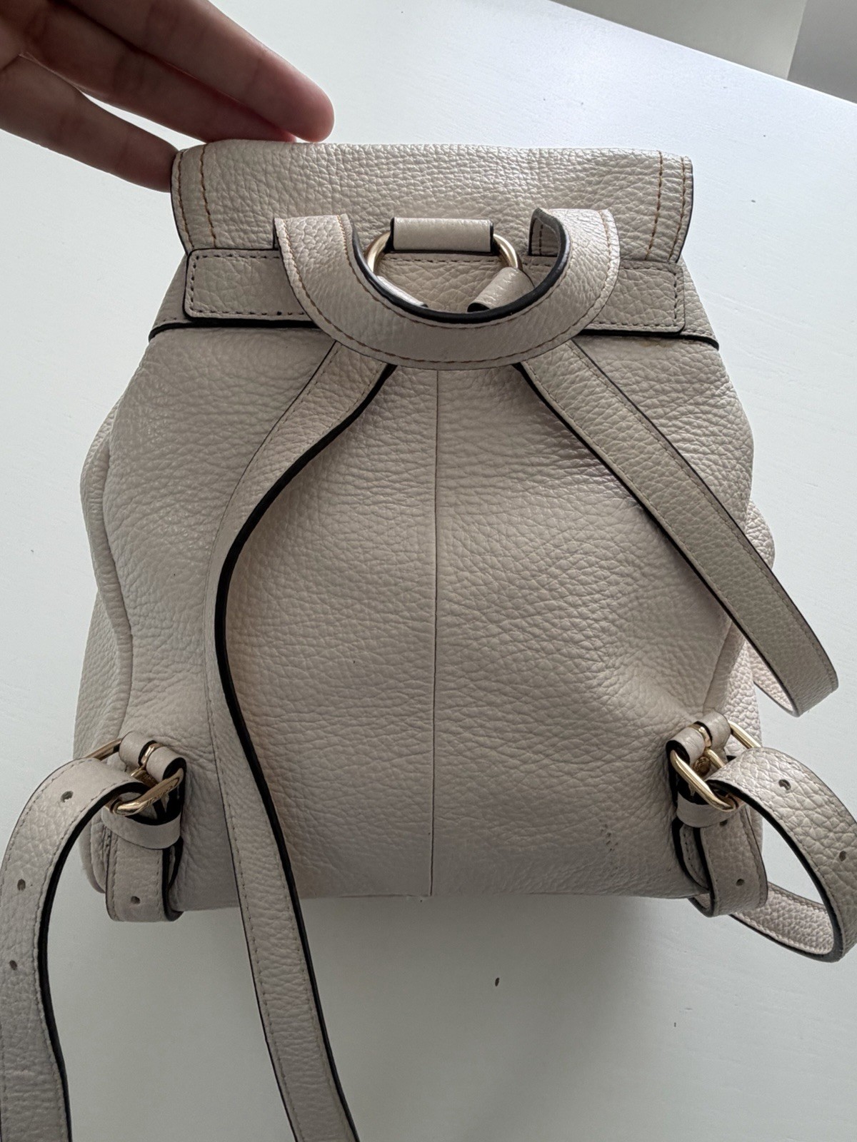 PRISTINE Coach Elle Backpack in Chalk White Pebbled Leather – Style F72645