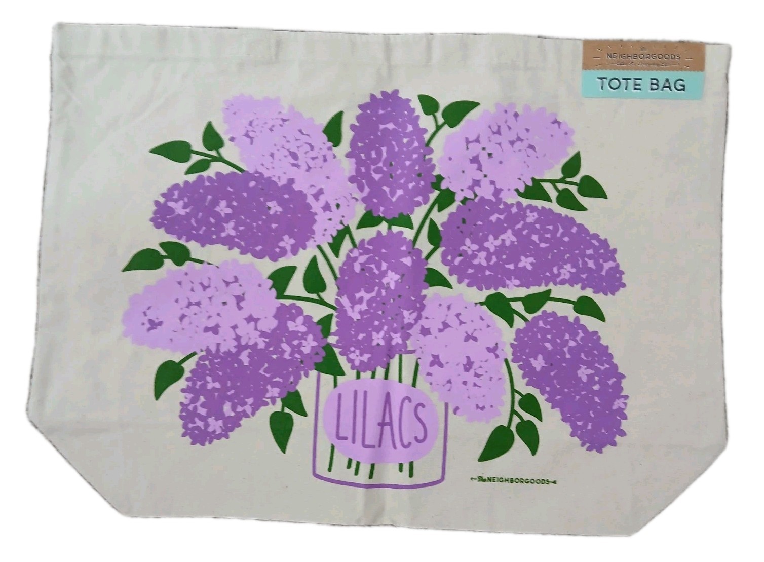 The Neighborgoods 100% Cotton 20″x14″x5½” Beige Lilac Tote Bag