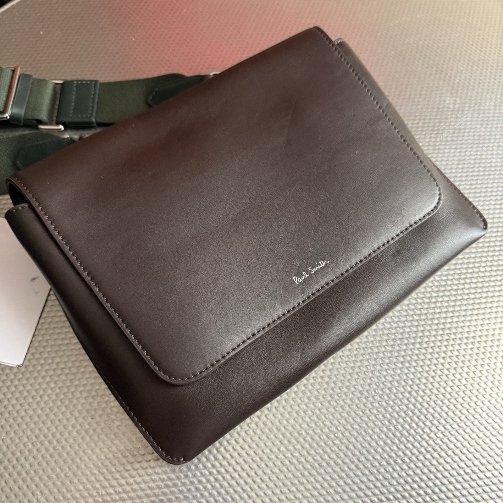 Paul Smith lime green and brown color-blocked crossbody bag