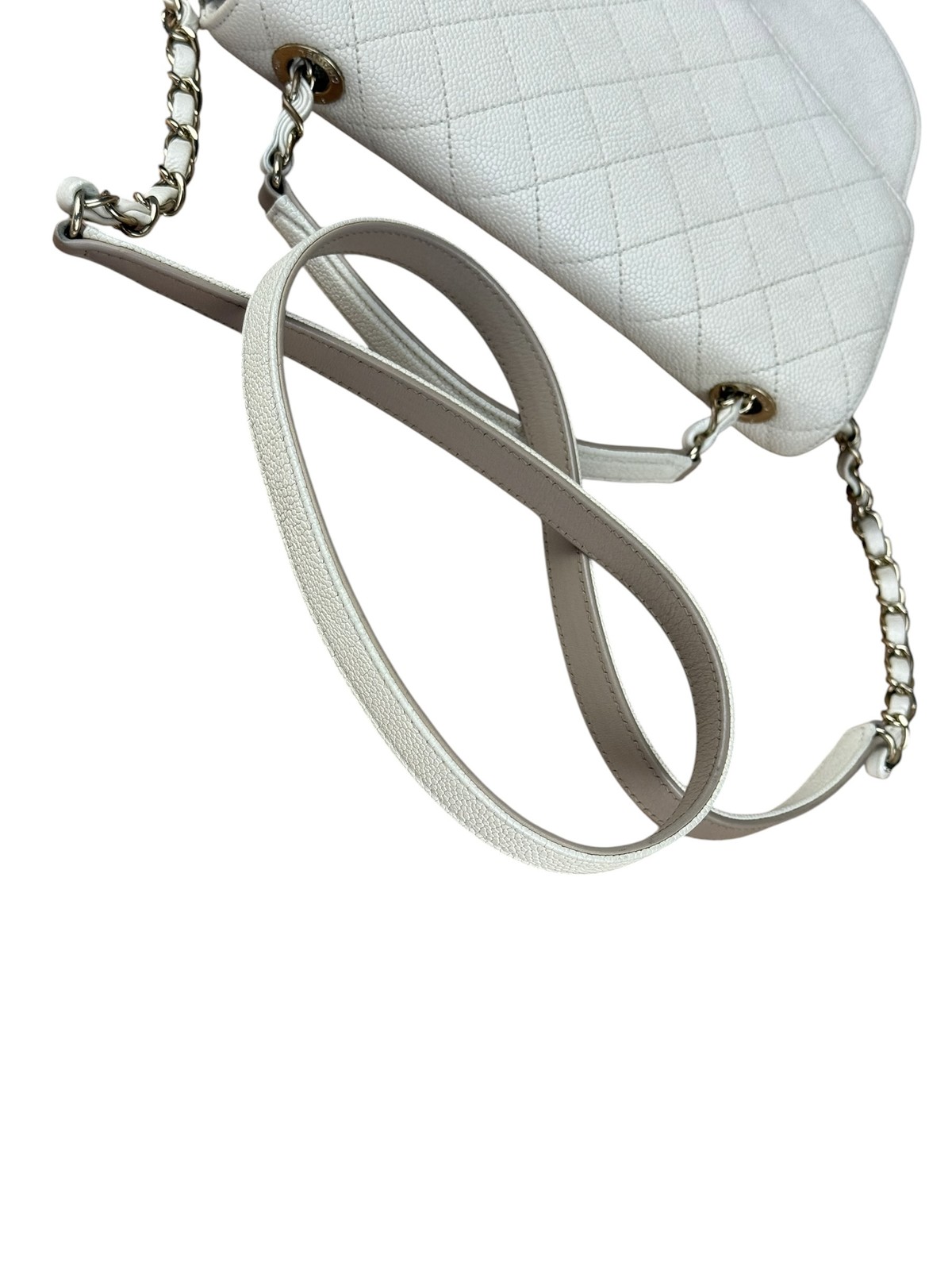 Size M – Chanel Ivory Caviar Quilted Coco Cuba Chain Top Handle Bag 2018 – Pre-O