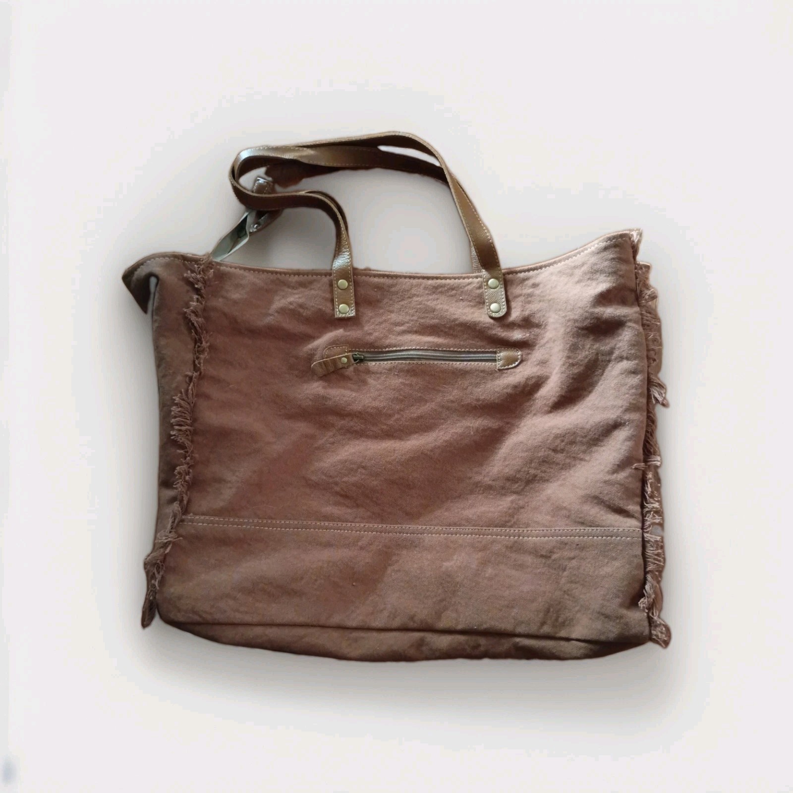 Myra Weekender Bag X-Large Boho Voyage Tote Cow Hair, Genuine Leather & Canvas