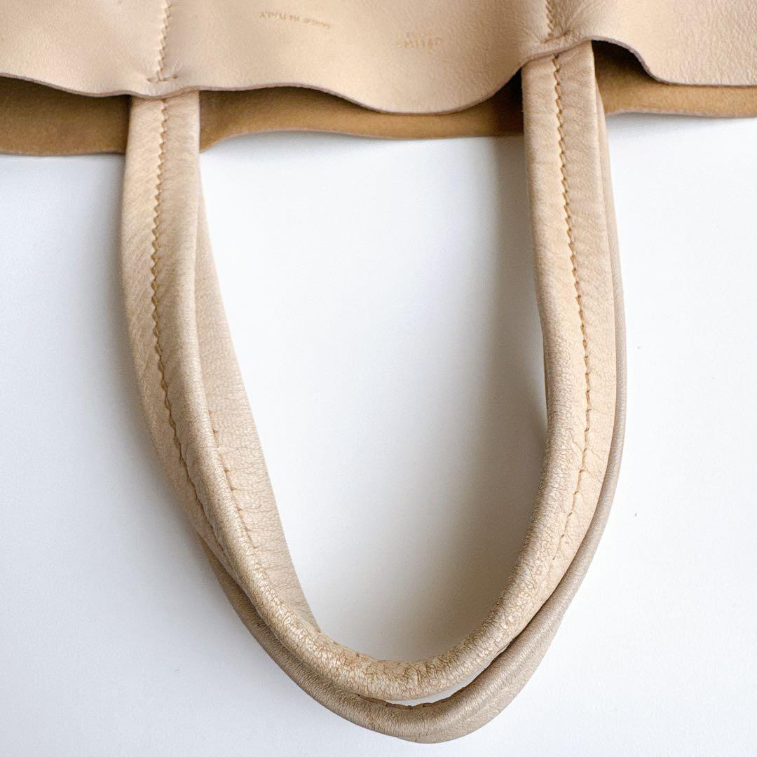 CELINE Horizontal Cabas Tote Bag Beige Black Bicolor Leather Women w/Dust Bag