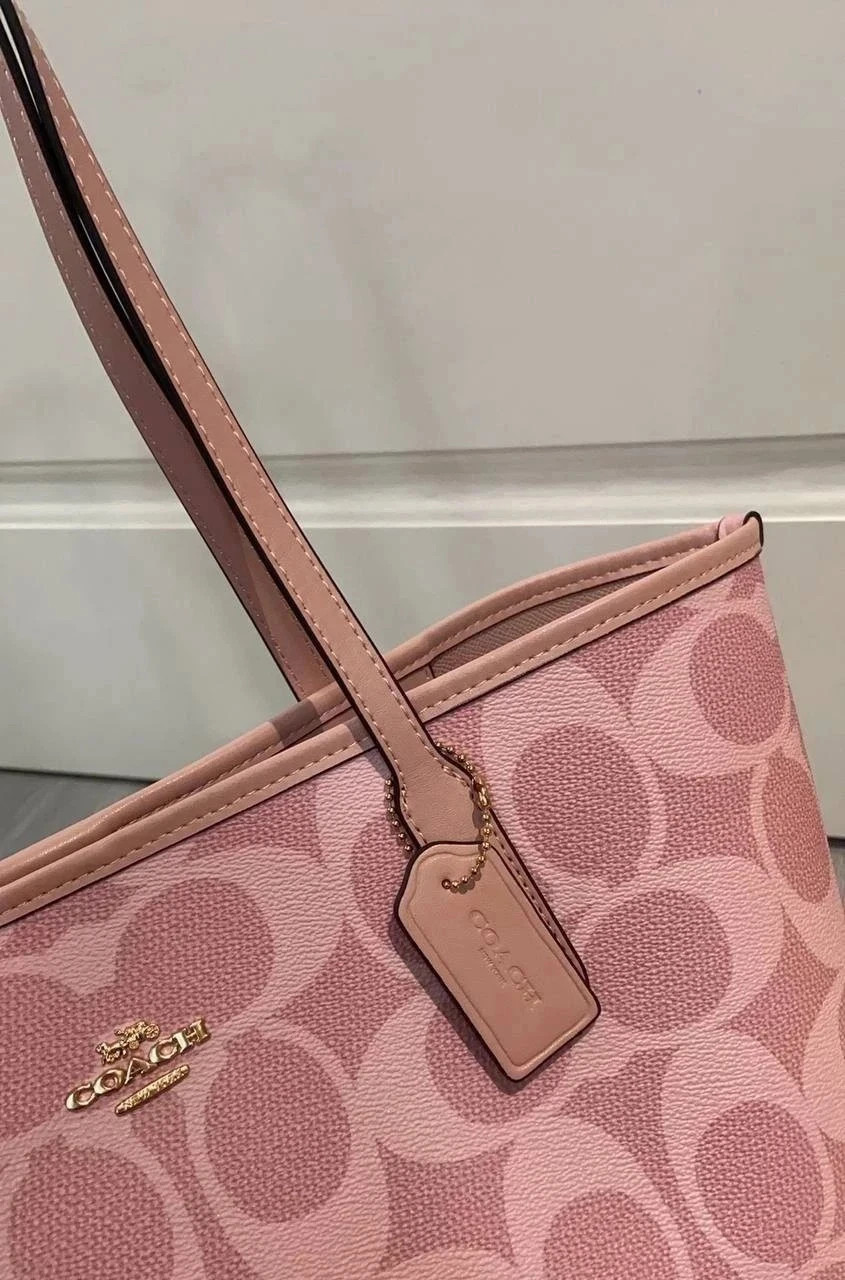 COACH City Tote Signature Canvas Powder Pink CAL49 NEW