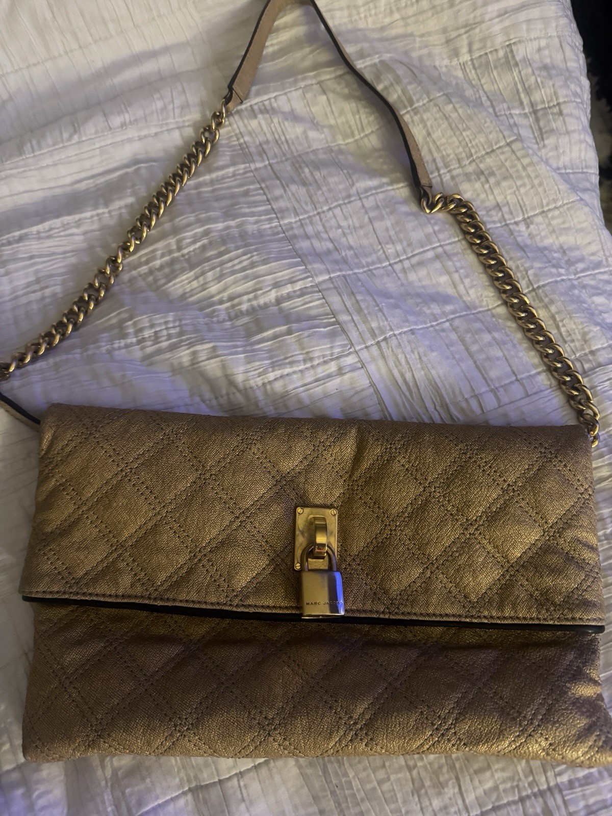 Marc Jacobs Authentic Eugene Gold Chain Handbag Clutch RARE retails $495
