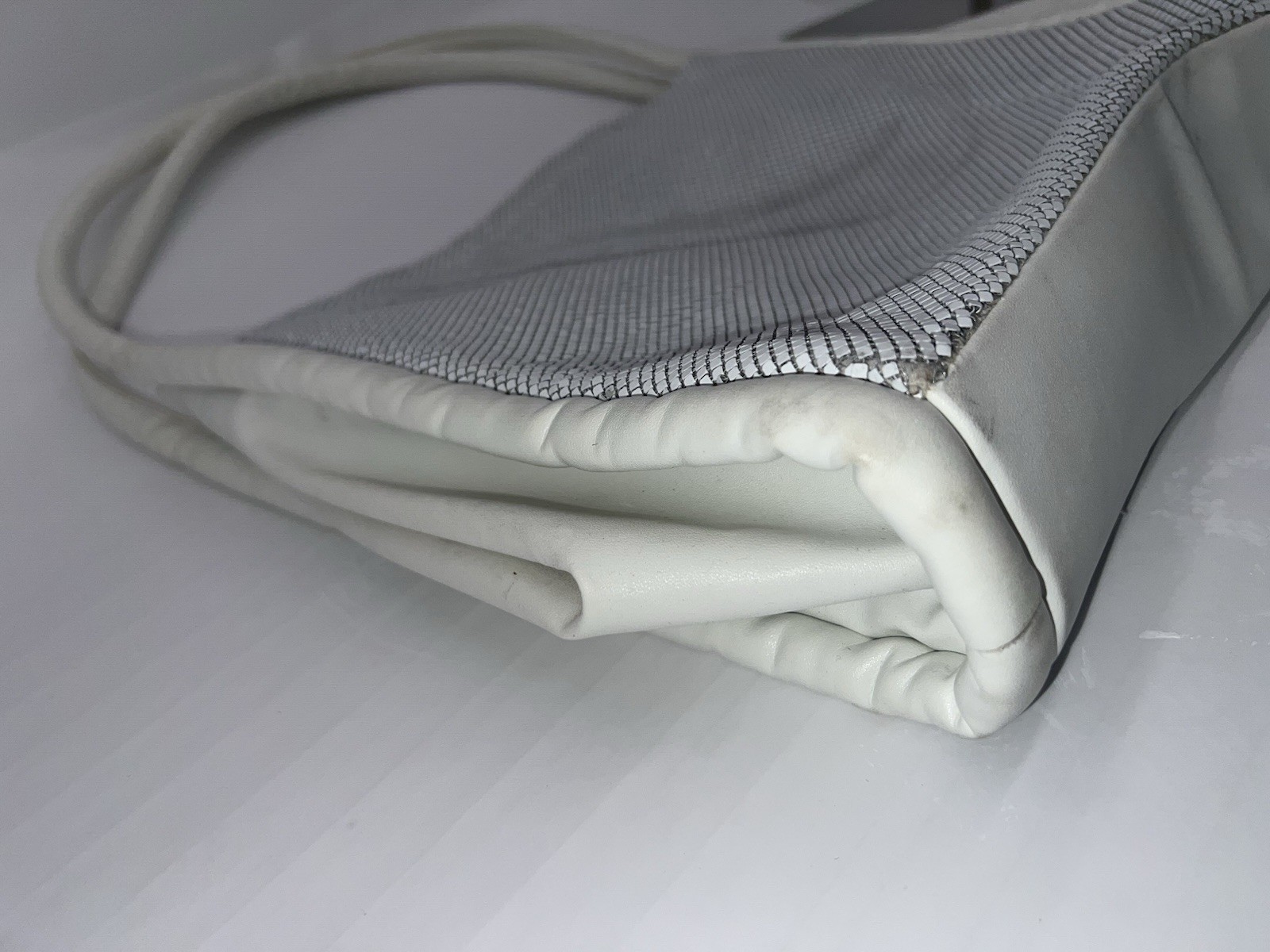Vintage Whiting & Davis White Mesh Leather Double Handle Handbag