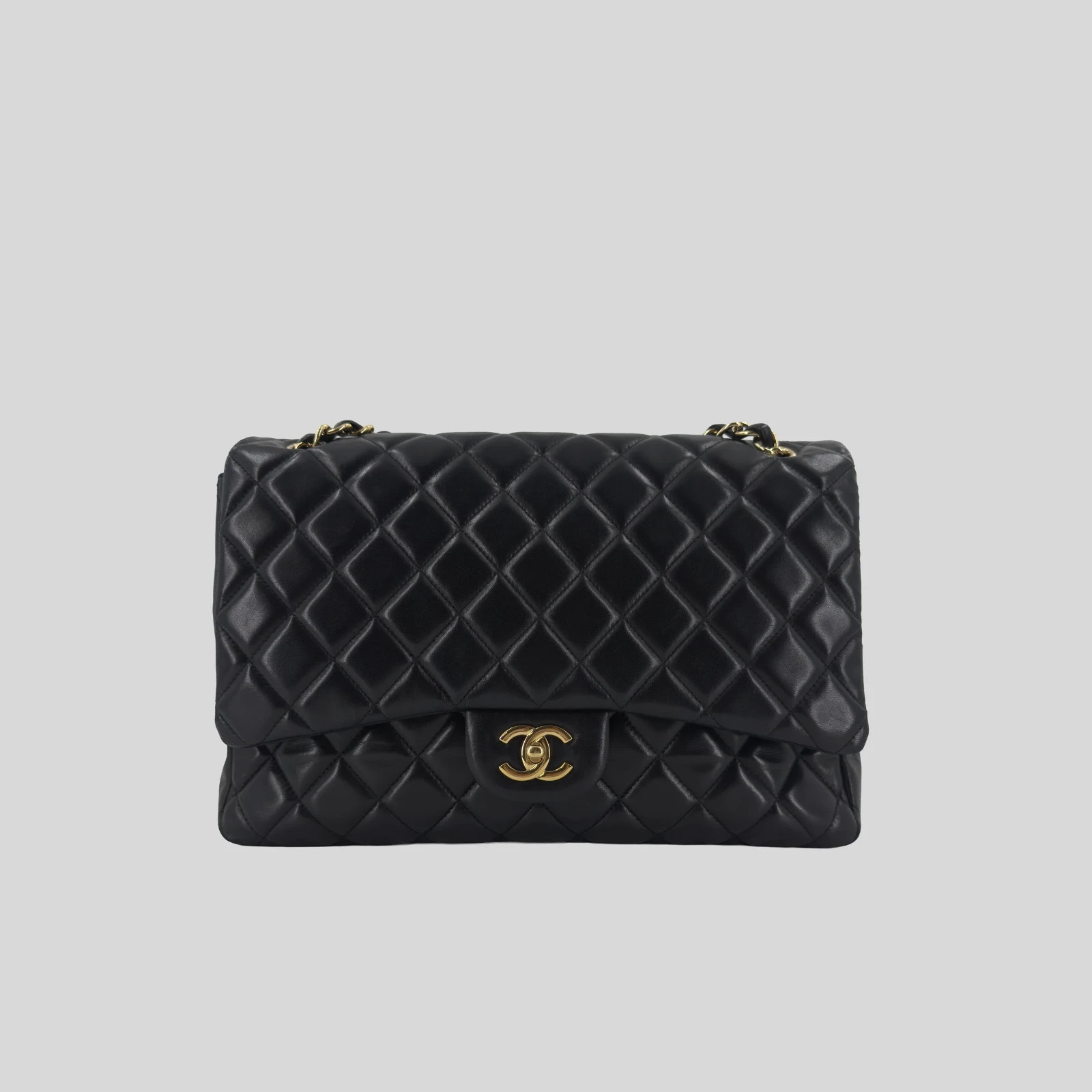 Chanel Classic Flap Maxi Black Lambskin Gold Hardware