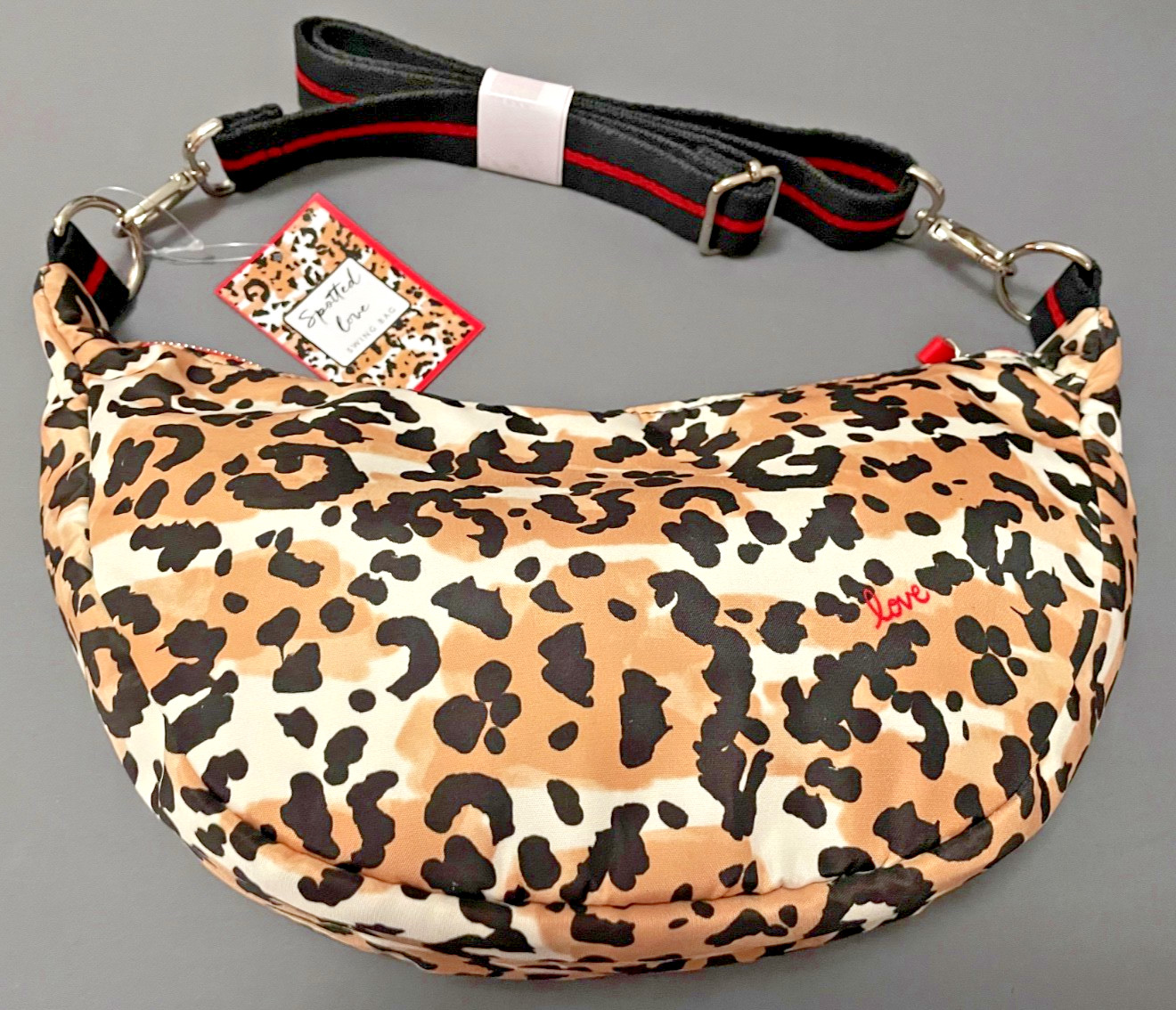 SPOTTED LEOPARD LOVE SWING BAG BY BRIGHTON Adjust Strap/Zipper Pocket – NWT!