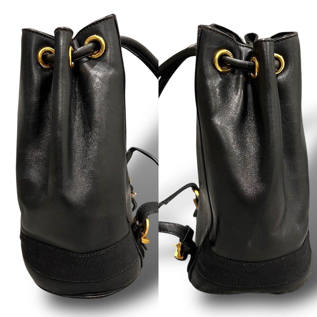 Salvatore Ferragamo Black Leather Backpack Gancini Gold Hardware Women Italy
