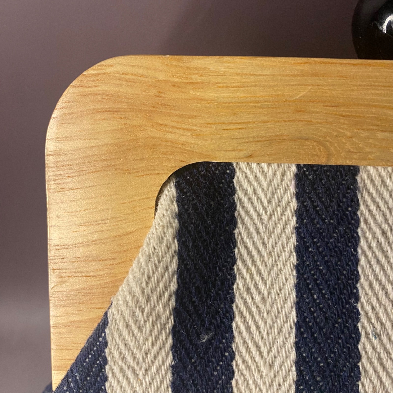 Navy Striped Canvas Wood Frame Purse-Detachable Strap-Nautical-Summer