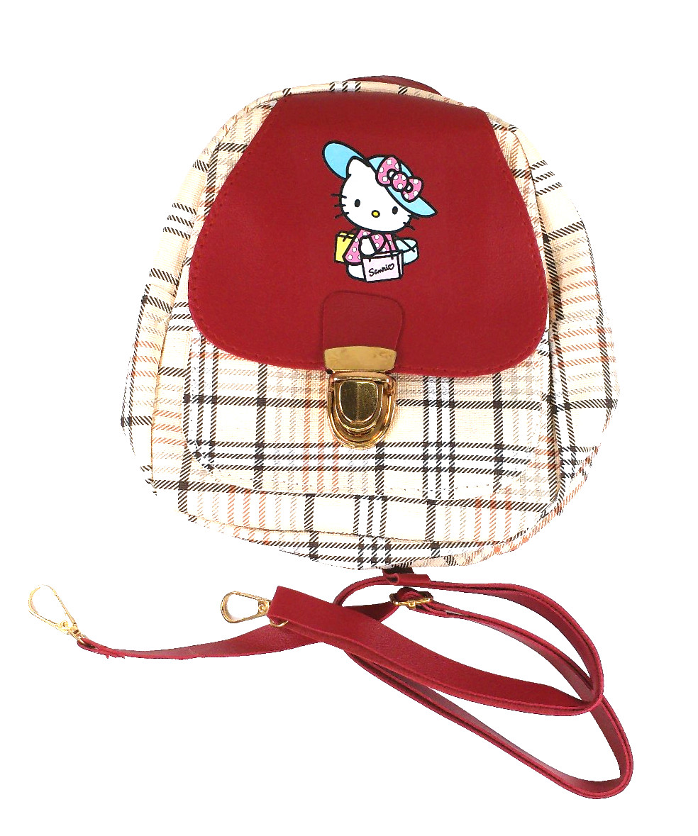 *NEW* Sanrio Hello Kitty Mini Backpack – Korean Style PU Plaid Crossbody Bag