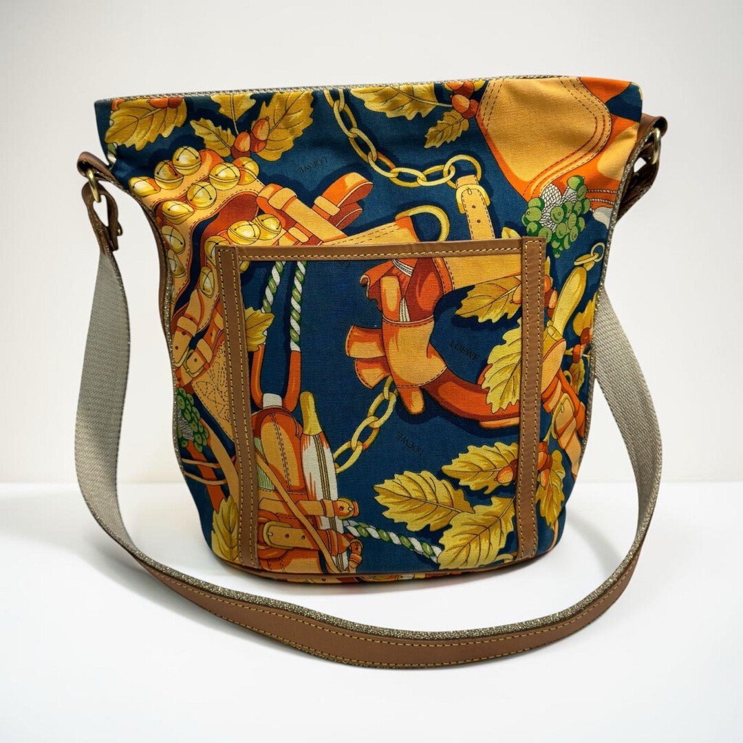 LOEWE Anagram Monogram Logo Shoulder Bag Canvas Leather Vintage Auth From Japan
